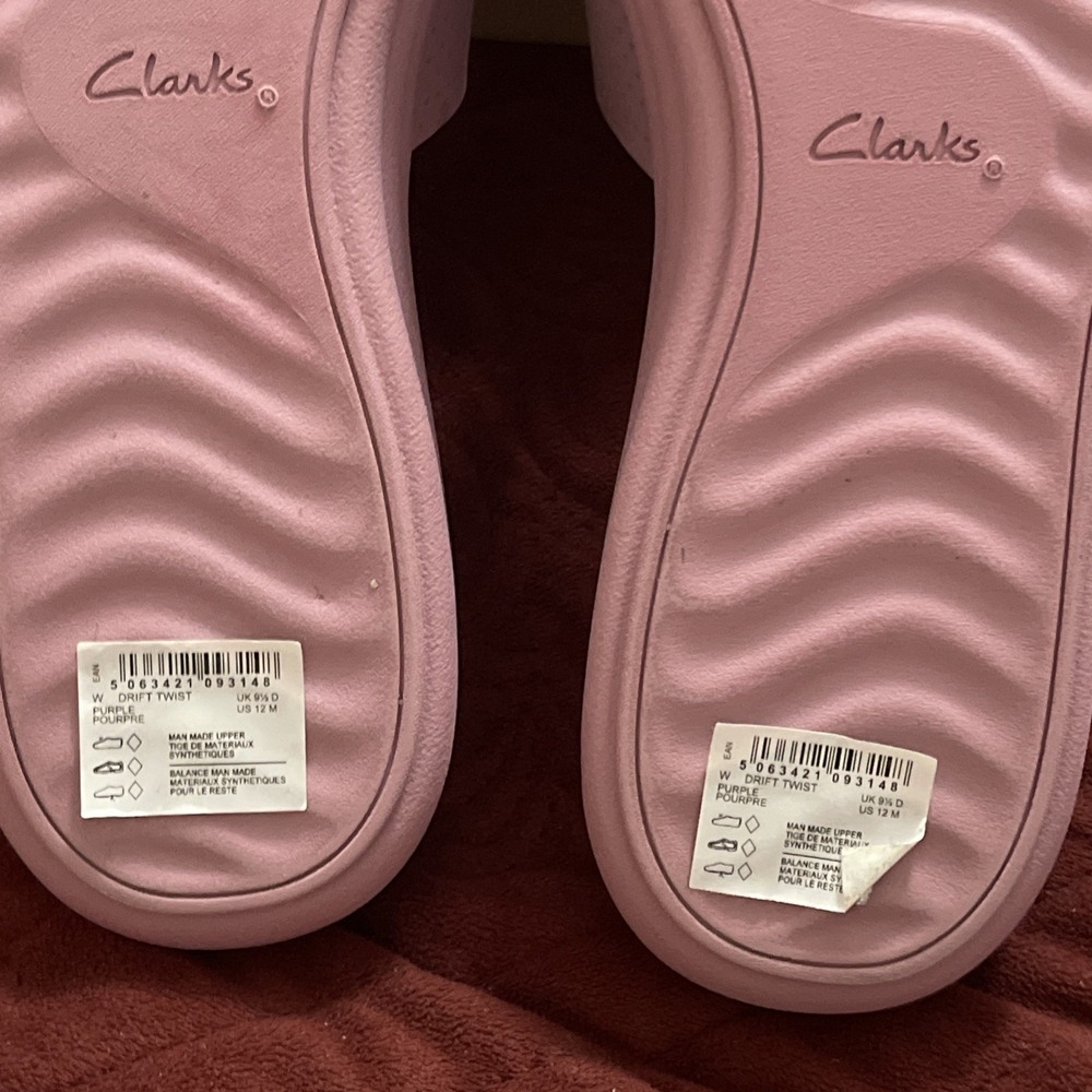 Clarks Womens 12 M Drift Twist Purple‎ Synthetic Casual Slides Sandals Shoes - Picture 13 of 14